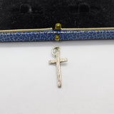 Sterling Silver Textured Cross Crucifix Charm Pendant Vintage c1970