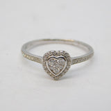 18ct White Gold & Brilliant Cut Diamond Heart Shaped Engagement Ring Vintage