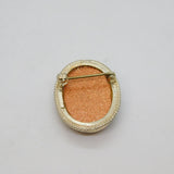 Sterling Silver Sparkling Goldstone Oval Brooch Pin Modern 1991 Birmingham