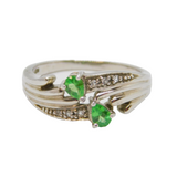 Sterling Silver Green Garnet & Spinel Dress Band Ring Vintage c1990 Size O