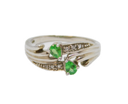 Sterling Silver Green Garnet & Spinel Dress Band Ring Vintage c1990 Size O