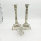 19th Century Large Pair of Silver Plated Column Candlesticks Antique Sheffield