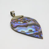 Sterling Silver Large Colourful Natural Shell Peardrop Pendant Modern c1990s