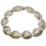 S. Christian Fogh Danish Sterling Silver Leaf Pattern Bracelet Vintage c1960s