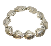 S. Christian Fogh Danish Sterling Silver Leaf Pattern Bracelet Vintage c1960s