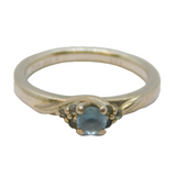 Sterling Silver Blue Topaz & White Sapphire Band Ring Vintage c1980 Size L 1/2
