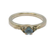 Sterling Silver Blue Topaz & White Sapphire Band Ring Vintage c1980 Size L 1/2