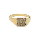 Gold On Sterling Silver 9 Paste Set Signet Band Ring Vintage c1970 Size P 1/2