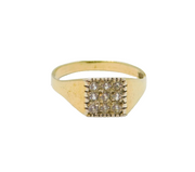 Gold On Sterling Silver 9 Paste Set Signet Band Ring Vintage c1970 Size P 1/2