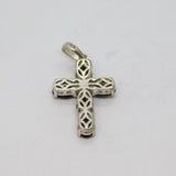 Sterling Silver Faceted Black Onyx Cross Charm Pendant Contemporary c1990s