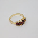 Sterling Silver 5 Graduating Oval Garnet Dress Ring Vintage c1970 Size O 1/2