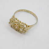 Sterling Silver Art Deco Three Paste Flowers Dress Ring Antique c1940 Size R