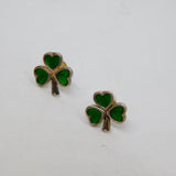 Pair of Sterling Silver SOLVAR Irish Enamel Shamrock Stud Earrings Modern c2020
