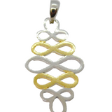Gold On Sterling Silver Two-Tone Swirly Pattern Drop Pendant Vintage c1970