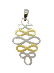 Gold On Sterling Silver Two-Tone Swirly Pattern Drop Pendant Vintage c1970