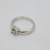 Sterling Silver CZ Solitaire Engagement Band Ring Vintage c1970 Size N