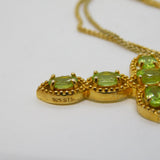 Sterling Silver Gilt Peridot Set Cross Pendant Necklace Vintage c1990s