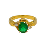Sterling Silver Gilt Emerald & Spinel Twist Front Ring Vintage c1990s Size S