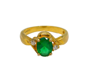 Sterling Silver Gilt Emerald & Spinel Twist Front Ring Vintage c1990s Size S