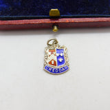 Sterling Silver and Enamel Cheddar Travel Shield Charm Pendant Vintage c1970
