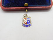 Sterling Silver and Enamel Cheddar Travel Shield Charm Pendant Vintage c1970