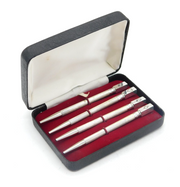 Boxed Set of Sterling Silver & Enamel Propelling Trumps Pencils Vintage