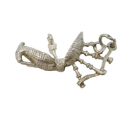 Sterling Silver Highland Dancer in Bagpipes Charm Pendant Vintage c1970