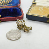 Sterling Silver Prairie Wagon and Horses Charm Pendant Vintage c1970