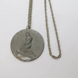 Georg Jensen Mid-Century Large Pewter Mermaid Pendant Necklace No. 93