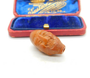 Victorian Chinese Carved Nut Bead Pendant In Face Form Antique c1900