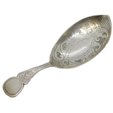Scottish Victorian Sterling Silver Floral Pattern Tea Caddy Spoon Antique Perth