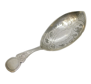 Scottish Victorian Sterling Silver Floral Pattern Tea Caddy Spoon Antique Perth