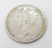 King George IV Silver Tertio Edge Crown Coin Antique 1822 Fair Condition
