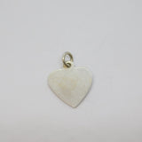 Sterling Silver Textured Heart With Footprints Charm Pendant Vintage c1970
