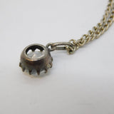 Victorian Sterling Silver & Paste Set Drop Pendant Necklace Antique c1880s