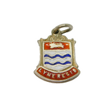 Sterling Silver Lyme Regis Enamel Shield Travel Charm Pendant Vintage c1970s