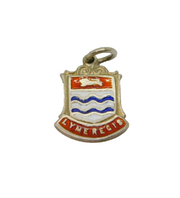 Sterling Silver Lyme Regis Enamel Shield Travel Charm Pendant Vintage c1970s