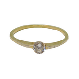 Gold On Sterling Silver White Topaz Solitaire Ring Vintage c1970 Size M 1/2