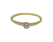 Gold On Sterling Silver White Topaz Solitaire Ring Vintage c1970 Size M 1/2