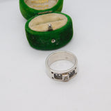 Sterling Silver Paste Set Modernist Band Ring Vintage c1970 Size Q UK