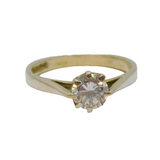 Sterling Silver CZ Solitaire Engagement Ring Vintage c1970 Size N