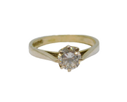 Sterling Silver CZ Solitaire Engagement Ring Vintage c1970 Size N