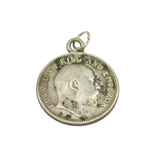 Edward VII Sterling Silver 14 Rupee India Coin Charm Pendant Antique 1903