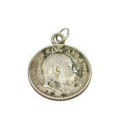 Edward VII Sterling Silver 14 Rupee India Coin Charm Pendant Antique 1903