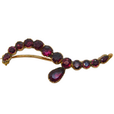 Georgian 9ct Gold Closed Back Garnet Wave Brooch Antique c1800s