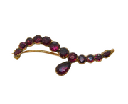 Georgian 9ct Gold Closed Back Garnet Wave Brooch Antique c1800s