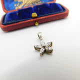 Sterling Silver Diamond Paste Flower Charm Pendant Vintage c1970