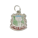 Sterling Silver Enamel Devil's Bridge Shield Charm Pendant Vintage c1970