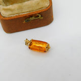 9ct Yellow Gold Carved Yellow Murano Glass Drop Charm Pendant Vintage c2000