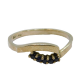 Sterling Silver 5 Sapphire Set Split Band Dress Ring Vintage c1970 Size O